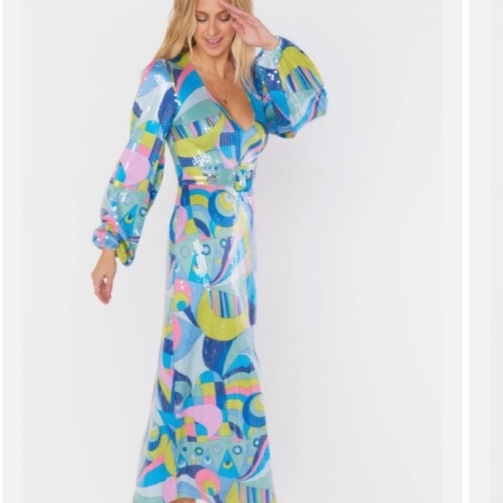 Show Me Your MuMu Vibrant Long Sleeve sequin Midi dress